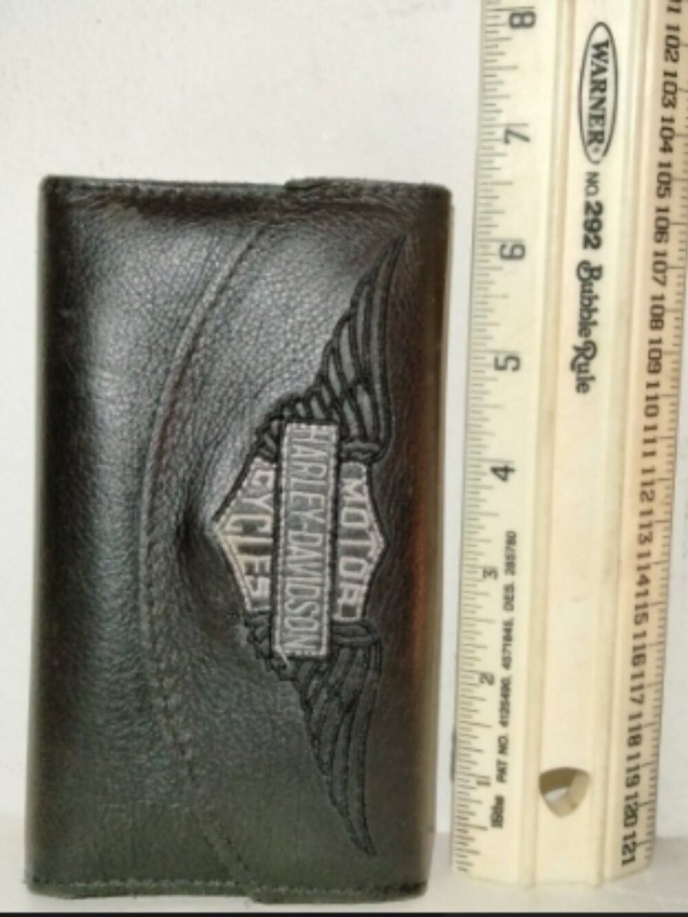 HARLEY-DAVIDSON MENS BLACK LEATHER WALLET - Picture 2 of 8